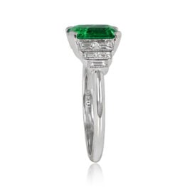 1.28ct Emerald And Diamond Accent Platinum Ring
