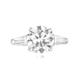 3.04ct Diamond and Platinum Engagement Ring - Osborne Ring 13928 Top View