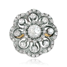 0.55ct Rose Cut Center Diamond Floral Motif Cluster Engagement Ring 13966-TV-1000PX