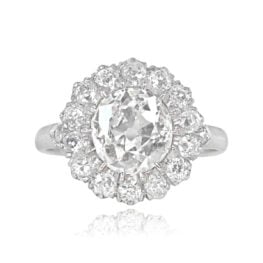 Top View Old Mine Cut Diamond Cluster Engagement Ring 13995