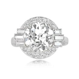 4.25ct Old European Cut Diamond And Baguette Halo Accented Ring 14034-TV-1000PX