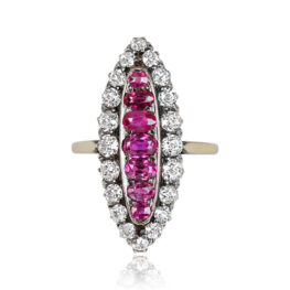 Victorian Era Ruby And Diamond Navette Ring Circa 1890 14037-TV-1000PX