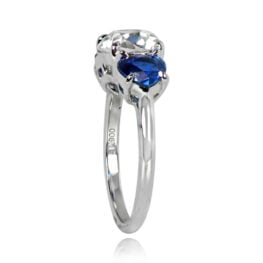 Diamond Sapphire Three Stone Engagement Ring - Strand Ring 14040 TSV