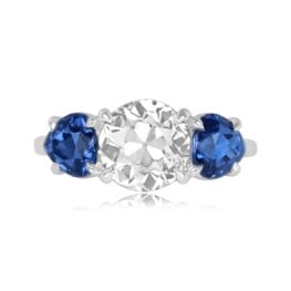 Old European Cut Diamond Sapphire Ring - Strand Ring 14040 TV