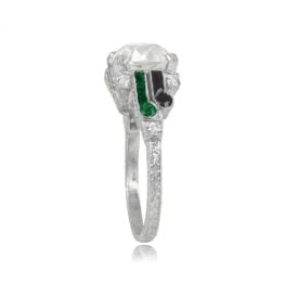 Platinum Art Deco Style Ring Bollon Ring Top Side View