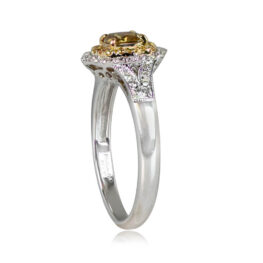 Cushion Cut Yellow Brown Diamond Ring - Somers Ring 14105 TSV