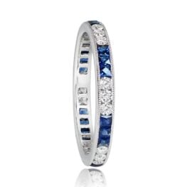 Diamond Sapphire Three by Three Regent Eternity Wedding Band