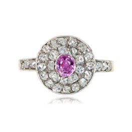 0.40 Carat Oval Cut Pink Sapphire Top View Amiens Ring 14213
