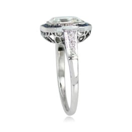 Asscher Cut Diamond Sapphire Halo Ring - Caffrey Ring 14226 TSV