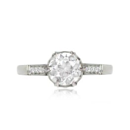 Platinum and Diamond Vintage Ring Riverview Ring Top View 14240