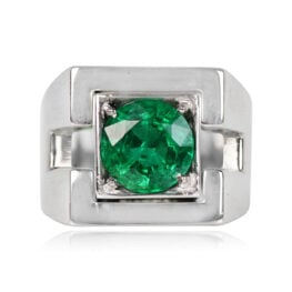 Vintage French Retro Emerald Cocktail Ring - Woodhaven Ring 14253 TV