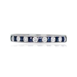 Diamond and Sapphire Half Eternity Band - Ladue Band