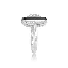 Art Deco Diamond and Onyx Ring Sherman Ring 14302 Top Side View