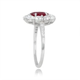 Prong-Set Ruby with Diamond Cluster Platinum Arbor Ring 14335