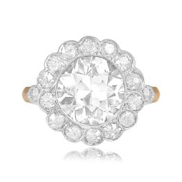 Antique Victorian Era 3.00 carat center Diamond Halo Stockton Ring, Circa 1880 14353