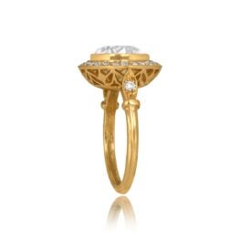 3.26ct Old Euro 18k Yellow Gold Halo Astoria Ring 14361