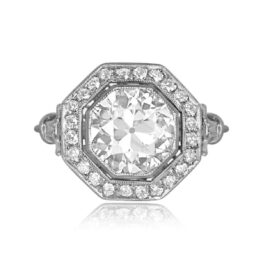 2.29ct Octagon Halo Old Euro Engagement Ring 14399