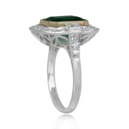 Platinum and natural green emerald ring Greenwich Ring 14402