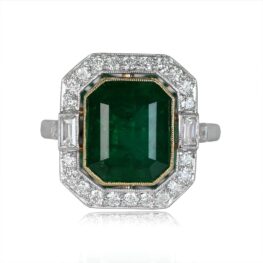 Platinum and Emerald Ring Greenwich ring Top view 14402