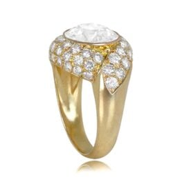 French Yellow Gold and Diamond Ring Gifford Ring Top Side View