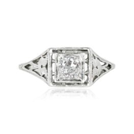 Art Deco Diamond Platinum Engagement Ring - Cedar Ring 14502 TV