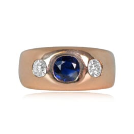 Top Side View French Sapphire Ring Arezza Ring. Circa 1965, Vintage