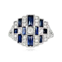 Antique Diamond and Sapphire Cocktail Ring - Ambroise Ring 14538 TV
