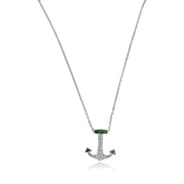 Emerald and Diamond Platinum Anchor Pendant - Selkirk Pendant 14563 TV