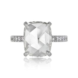 Platinum and Rose Cut Diamond Ring Columbus Ring Top View 14566
