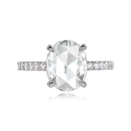 Rose Cut Oval Diamond Ring Calabria Ring Top View 14567