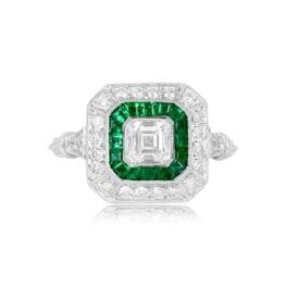 0.52ct Asscher Cut Diamond Halo Ring - Neston Ring 14580 TV