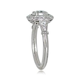 cushion cut diamond ring with diamonds on part of the shoulders