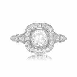 Platinum and Antique Cushion Cut Engagement Ring - Matera Ring 14605 TV