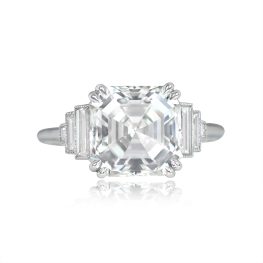 4.01 carat center asscher cut diamond with diamond accents Follett Ring 14629