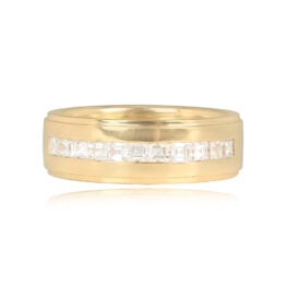 Carre Cut Diamond Gold Wedding Band - Athenia Band 14661 TV