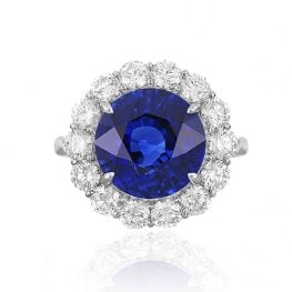 8.36 carat Ceylon Sapphire and Diamond Halo Swansea Ring 14663