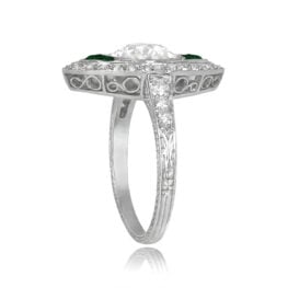 Art Deco Diamond and Emerald Ring - Foxborough Ring 14667 TSV
