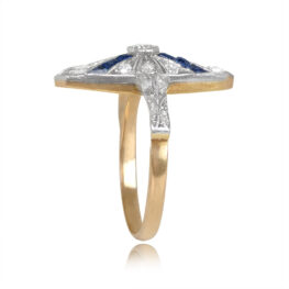 Edwardian Era Diamond Sapphire Cocktail Ring - Paradis Ring 14748 TSV