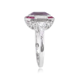 Kunzite and Ruby Halo Cocktail Ring - Belfort Ring 14751 TSV