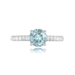 0.86ct Round Cut Aquamarine Engagement Ring - Cincinnati Ring 14766 Top View