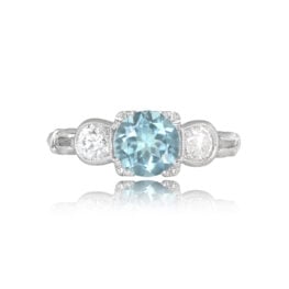 0.86ct Aquamarine and Diamond Engagement Ring - Liverpool Ring 14768 TV