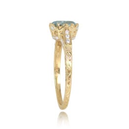 0.90ct Round Cut Aquamarine Engagement Ring - Seaford Ring 14770 TSV