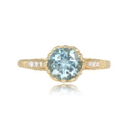 Aquamarine and 18k Yellow Gold Ring - Seaford Ring 14770 Top View