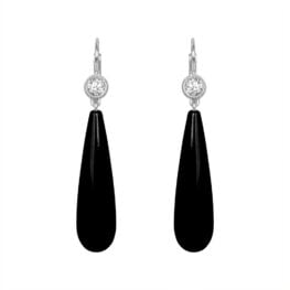 onyx drop earings with a round diamond and lever backs Windber Earrings14801