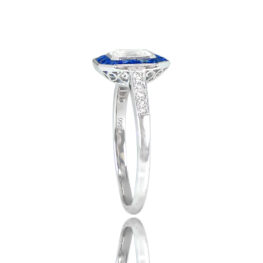 Asscher Cut Diamond Sapphire Halo Ring - Montgomery Ring 14821 TSV