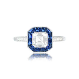 GIA-Certified 1.01ct Asscher Cut Diamond Ring - Montgomery Ring 14821 Top View