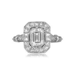 0.80ct Emerald Cut Diamond with diamond Halo ring Midhust Ring 14831