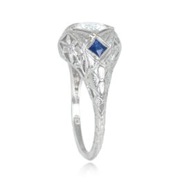Round Brilliant Diamond Sapphire Accent Ring - Venetian Ring 14869 TSV