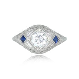 0.65ct Diamond and Sapphire Accent Ring - Venetian Ring 14869 Top View