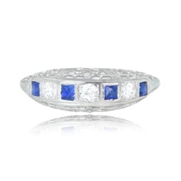 Deco Style Diamond Sapphire Wedding Band - Edgemont Band 14870 TV